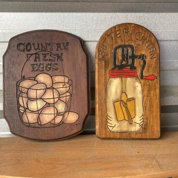 Rustic Country Fresh Eggs and Butter Churn Wall Art Set - Picture 1 of 4